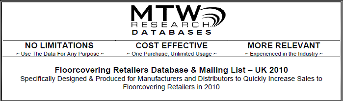 UK floorcoverings retailers email directory database and mailing, telemarketing list with emails